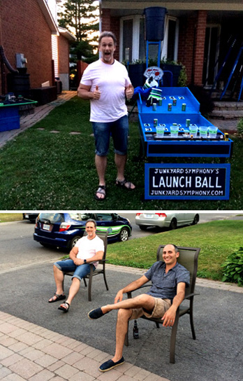 Junkyard Symphony offering Launch Ball to Kanata dads.